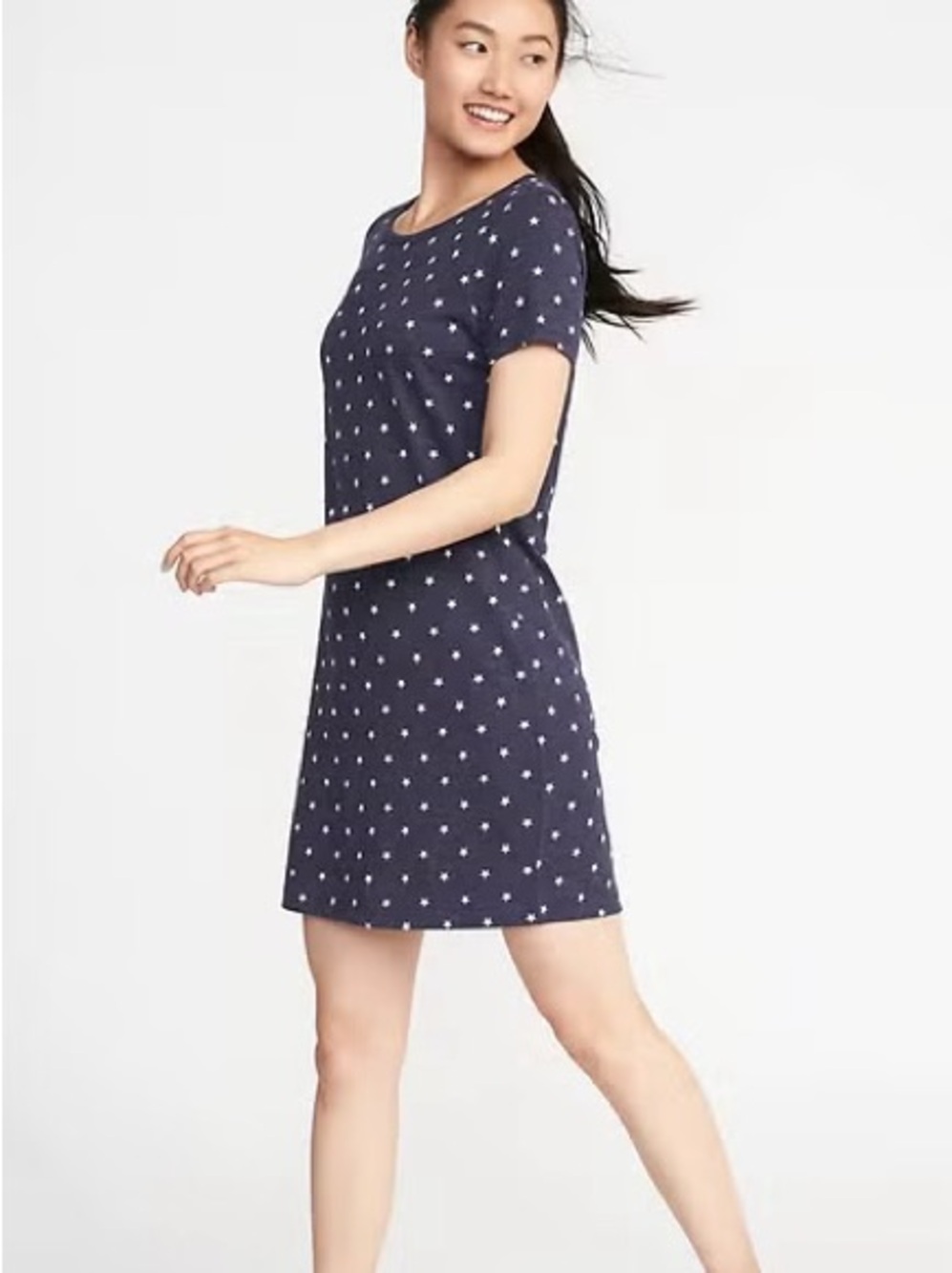 Old Navy Star Print Short Sleeve Tee Dress